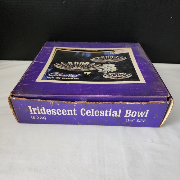 Stunning Iridescent Vintage Federal Glass Bowl Rimmed Plate in Original Box - Picture 6 of 6